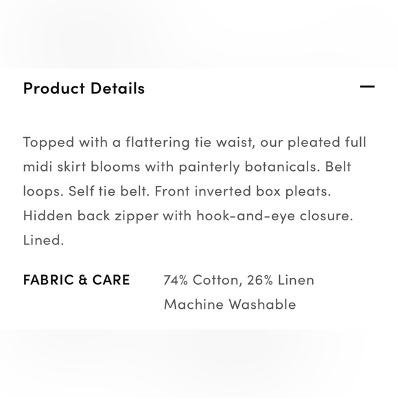 Ann Taylor Floral Toile Pleated Tie Waist Midi Skirt NWT! - Picture 7 of 14